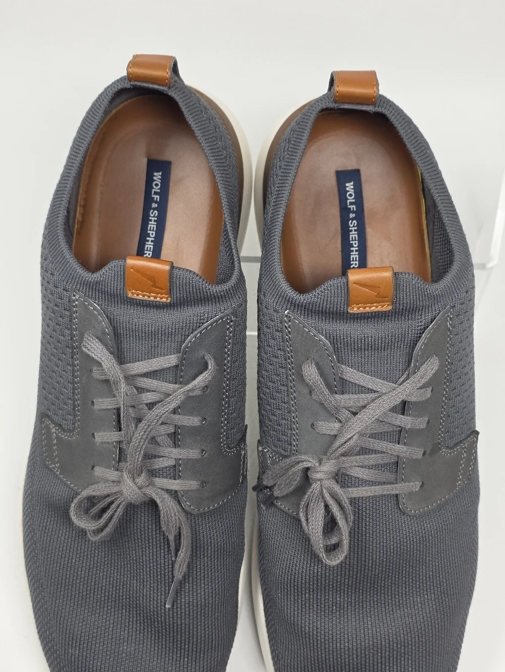 Wolf & Shepherd SwiftKnit Derby Mens Gray Knit Casual Sneakers Size 14 Pre-owned